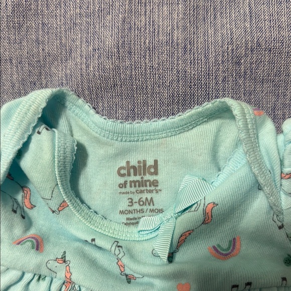 Carter's Aqua Unicorn Baby Romper - Picture 2 of 6